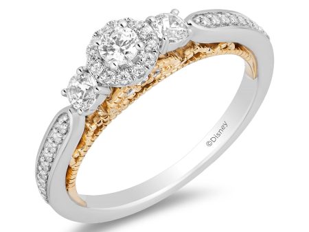 Enchanted Disney Fine Jewelry 14K White Gold and Yellow Gold with 1 2 CTTW Diamonds Jasmine Engagement Ring Online Sale