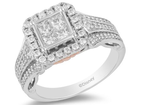 Enchanted Disney Fine Jewelry 14K White Gold and Rose Gold with 3 4 CTTW Diamonds Ariel Engagement Ring Discount