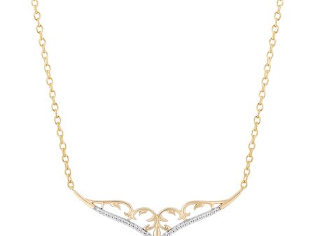 Enchanted Disney Fine Jewelry 10K Yellow Gold with 1 10 CTTW Diamonds Jasmine Necklace For Cheap