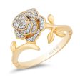 Enchanted Disney Fine Jewelry 10K Yellow Gold with 1 10 CTTW Diamonds Belle Rose Ring Sale