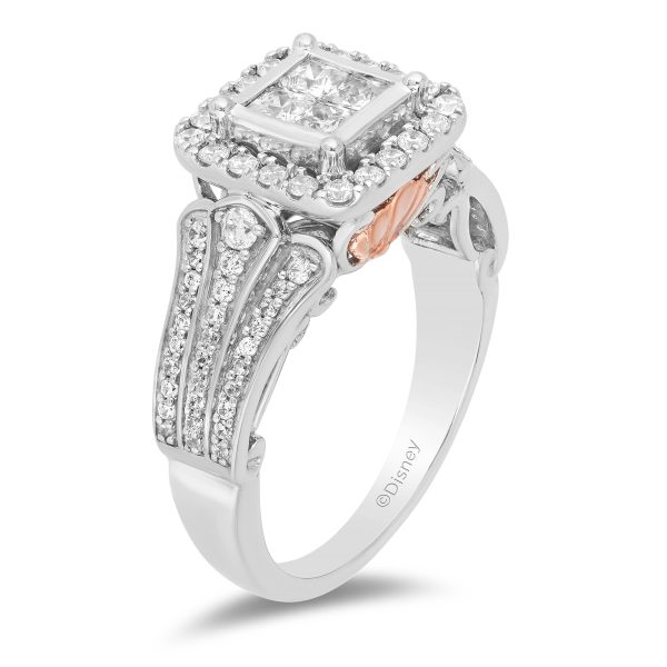 Enchanted Disney Fine Jewelry 14K White Gold and Rose Gold with 3 4 CTTW Diamonds Ariel Engagement Ring Discount