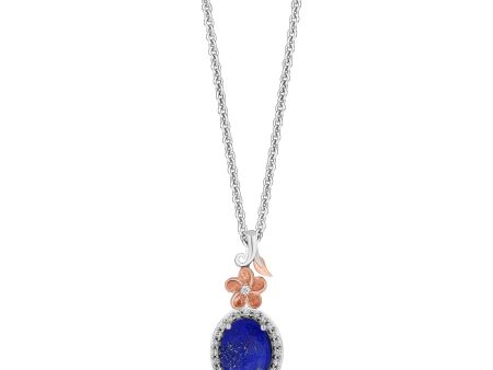 Enchanted Disney Fine Jewelry 14K Rose Gold over Sterling Silver with 1 10 CTTW Diamonds and Lapis Moana Pendant Necklace Discount