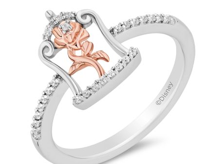 Enchanted Disney Fine Jewelry 14K Rose Gold Over Sterling Silver with 1 10 CTTW Diamonds Belle Ring Online Sale