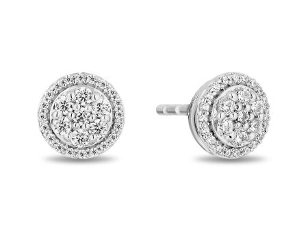 Enchanted Disney Fine Jewelry Sterling Silver with 1 6 CTTW Diamonds Cinderella Stud Earrings For Cheap