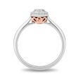 Enchanted Disney Fine Jewelry Sterling Silver and 10K Rose Gold with 1 6 CTTW Diamonds Belle Engagement Ring For Sale