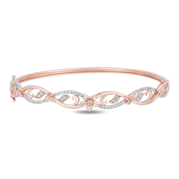 Enchanted Disney Fine Jewelry 14K Rose Gold Over Sterling Silver with 1 3 CTTW Diamonds Rapunzel Bangle Hot on Sale