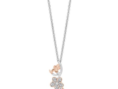 Enchanted Disney Fine Jewelry 14K Rose Gold over Sterling Silver with 1 10 CTTW Diamond Mulan Pendant Necklace For Discount