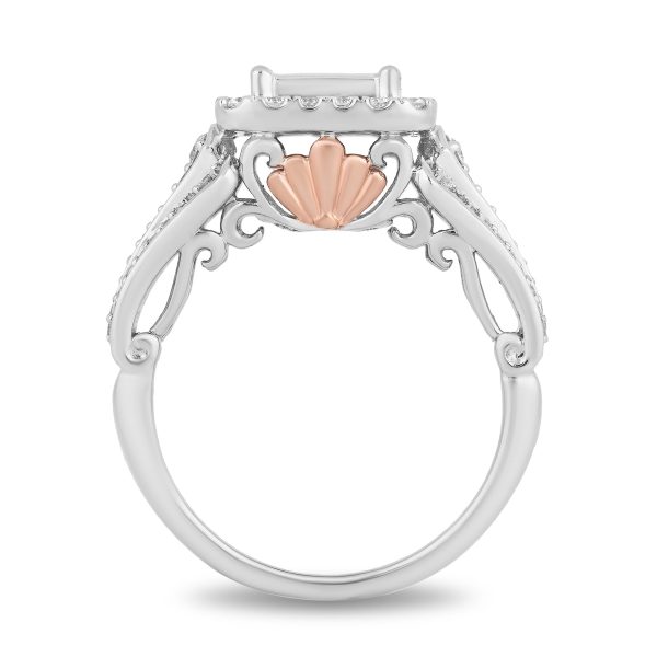 Enchanted Disney Fine Jewelry 14K White Gold and Rose Gold with 3 4 CTTW Diamonds Ariel Engagement Ring Discount