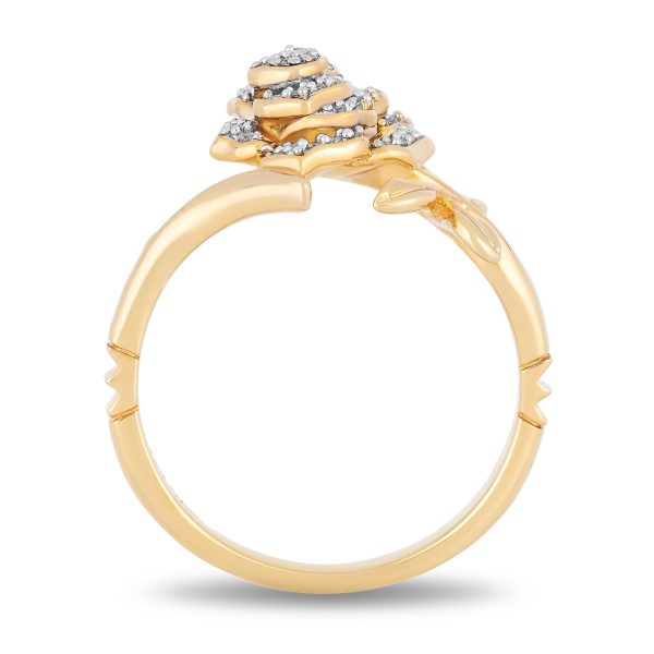 Enchanted Disney Fine Jewelry 10K Yellow Gold with 1 10 CTTW Diamonds Belle Rose Ring Sale