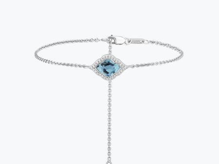 Enchanted Disney Fine Jewelry in Sterling Silver with 1 10 CTTW Diamond and Special Cut Swiss Blue Topaz Jasmine Bracelet Sale