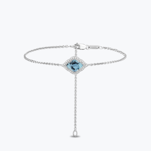 Enchanted Disney Fine Jewelry in Sterling Silver with 1 10 CTTW Diamond and Special Cut Swiss Blue Topaz Jasmine Bracelet Sale