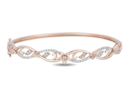 Enchanted Disney Fine Jewelry 14K Rose Gold Over Sterling Silver with 1 3 CTTW Diamonds Rapunzel Bangle Hot on Sale