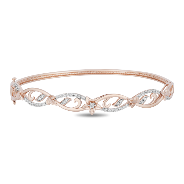 Enchanted Disney Fine Jewelry 14K Rose Gold Over Sterling Silver with 1 3 CTTW Diamonds Rapunzel Bangle Hot on Sale