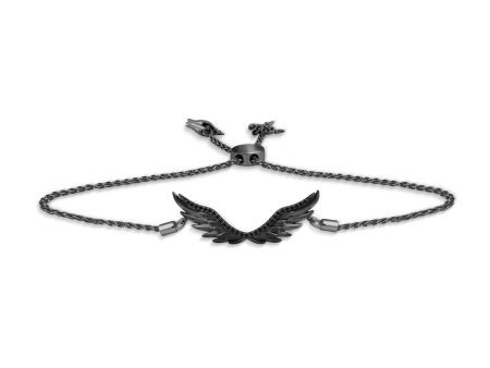 Enchanted Disney Fine Jewelry Black Rhodium Over Sterling Silver with 1 6 CTTW Diamonds Maleficent Bracelet Online Hot Sale