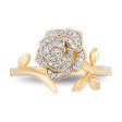 Enchanted Disney Fine Jewelry 10K Yellow Gold with 1 10 CTTW Diamonds Belle Rose Ring Sale