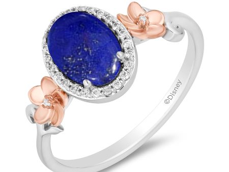 Enchanted Disney Fine Jewelry 14K Rose Gold over Sterling Silver with 1 10 CTTW Diamonds and Lapis Moana Ring Cheap