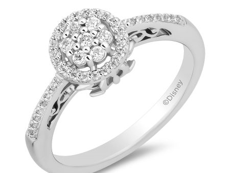 Enchanted Disney Fine Jewelry 14K White Gold with 1 2 CTTW Diamonds Cinderella Engagement Ring Discount