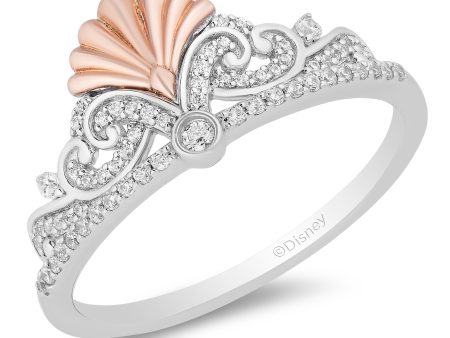 Enchanted Disney Fine Jewelry Sterling Silver and 14K Rose Gold with 1 5 CTTW Diamonds Ariel Ring Online now