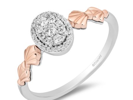 Enchanted Disney Fine Jewelry 14K White Gold and Rose Gold  with 1 5 CTTW Diamonds Ariel Engagement Ring Online now