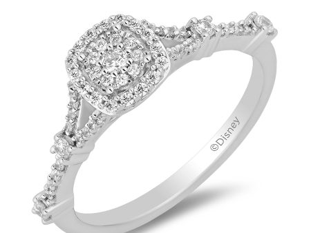 Enchanted Disney Fine Jewelry 14K White Gold and Rose Gold with  1 3 CTTW Diamonds Snow White Engagement Ring Fashion