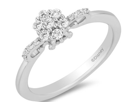 Enchanted Disney Fine Jewelry 10K White Gold with 1 4 CTTW Diamonds Cinderella Engagement Ring Hot on Sale