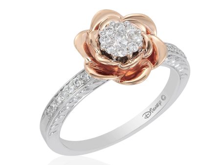 Enchanted Disney Fine Jewelry 14K Rose Gold Over Sterling Silver 1 4 CTTW Belle Rose Composite Ring Cheap