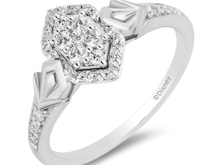 Enchanted Disney Fine Jewelry 14K White Gold with  1 3 CTTW Diamonds Elsa Engagement Ring For Discount