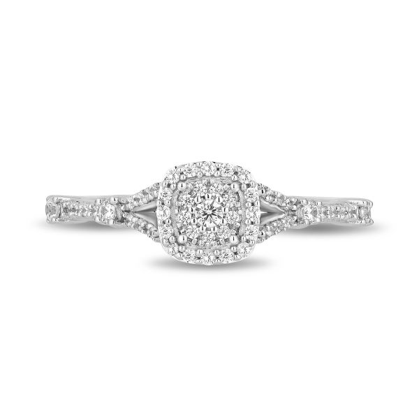 Enchanted Disney Fine Jewelry 14K White Gold and Rose Gold with  1 3 CTTW Diamonds Snow White Engagement Ring Fashion