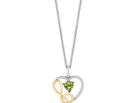 Enchanted Disney Fine  Princess and Frog Anniversary  Special Jewelry Sterling Silver and 10K Yellow Gold with 1 20 CTTW Diamonds and Heart Peridot Princess and the Frog 15th Anniversary Tiana Pendant Necklace Cheap