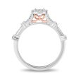 Enchanted Disney Fine Jewelry 14K White Gold and Rose Gold with  1 3 CTTW Diamonds Snow White Engagement Ring Fashion