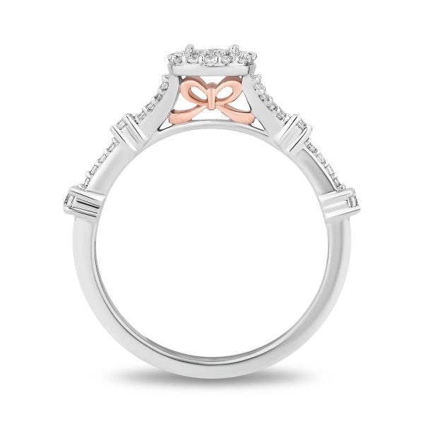 Enchanted Disney Fine Jewelry 14K White Gold and Rose Gold with  1 3 CTTW Diamonds Snow White Engagement Ring Fashion