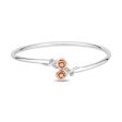 Enchanted Disney Fine Jewelry Sterling Silver and 10K Rose Gold with 1 10 CTTW Diamonds Belle Cuff Bangle Discount