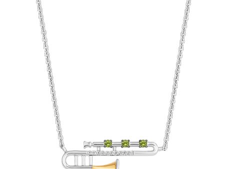 Enchanted Disney Fine  Princess and Frog Anniversary  Jewelry Sterling Silver and 10K Yellow Gold with Accent Diamonds and Peridot Princess and the Frog 15th Anniversary Tiana Pendant Necklace Cheap