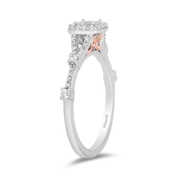 Enchanted Disney Fine Jewelry 14K White Gold and Rose Gold with  1 3 CTTW Diamonds Snow White Engagement Ring Fashion