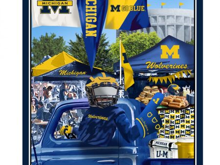 Michigan Wolverines Tailgate Panel 36in x 44in Digitally Printed Fabric by the yard For Cheap