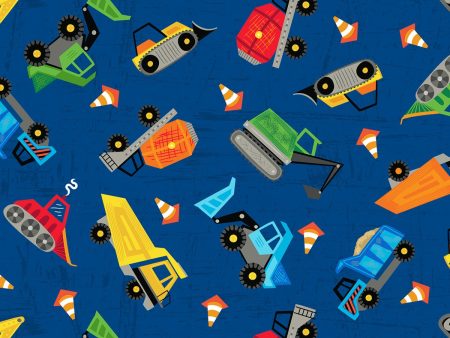 Detour Ahead! Construction Trucks Fabric by the yard Supply