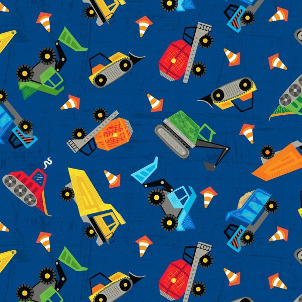 Detour Ahead! Construction Trucks Fabric by the yard Supply