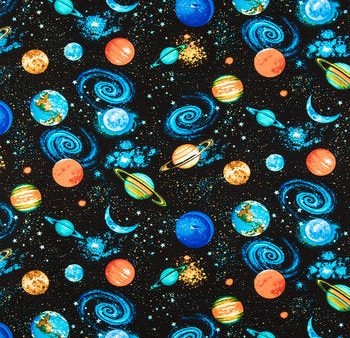 Galaxy Stars and Planets Fabric by the yard on Sale