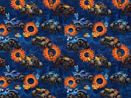 Monster Jam Fire and Ice Fabric by the yard on Sale