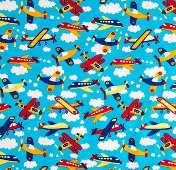 Aeroplanes Allover Planes Airport Fabric by the yard For Sale