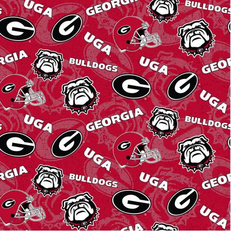 NCAA Georgia Tone on Tone Cotton Fabric by the yard Supply