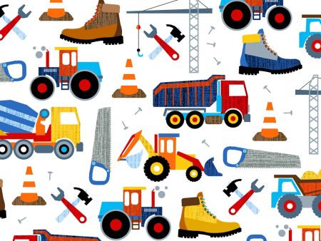 Work Zone Construction Trucks Fabric by the yard For Discount