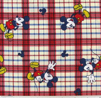 Disney Mickey Mouse On Woven Plaid Fabric by the yard Hot on Sale