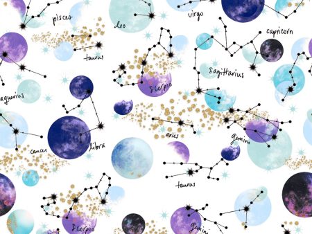 Magical Galaxy Stars and Planets metallic Fabric by the yard Online Sale