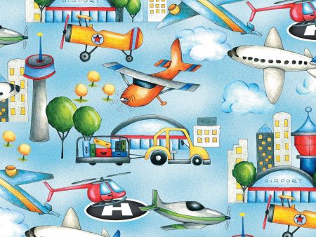 Ready for Takeoff Planes Airport Fabric by the yard Discount