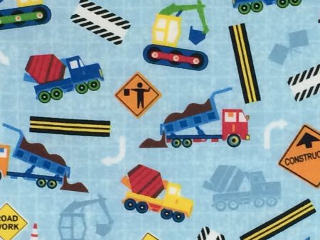 Construction Blue Novelty Fabric by the yard Sale