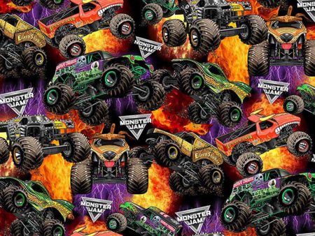 Monster Jam Packed Trucks Fabric by the yard Cheap