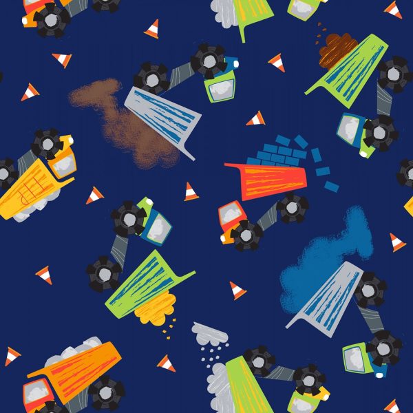 Royal Construction Trucks Fabric by the yard Hot on Sale