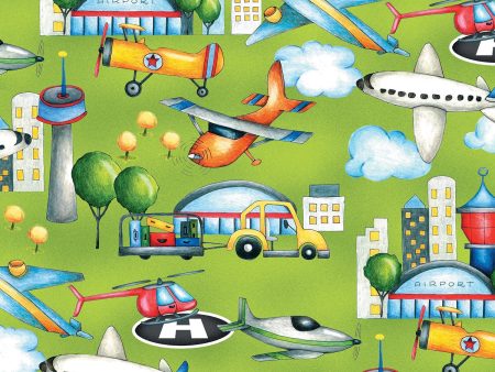 Ready for Takeoff Planes Airport Fabric by the yard Supply