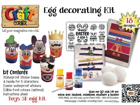 Egg colouring kit 10 (3D boys characters kit) Supply